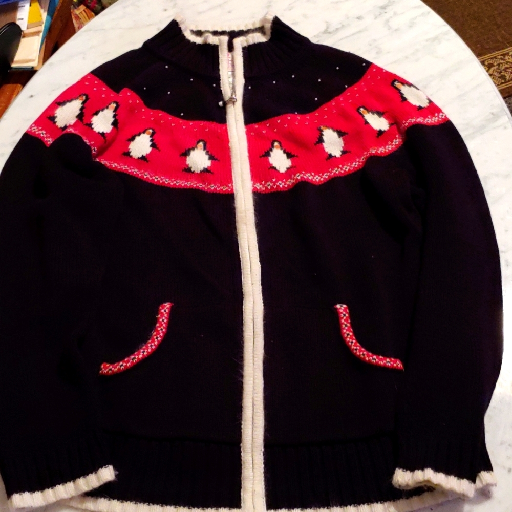 Cotton/Angora Sweater with Penguins